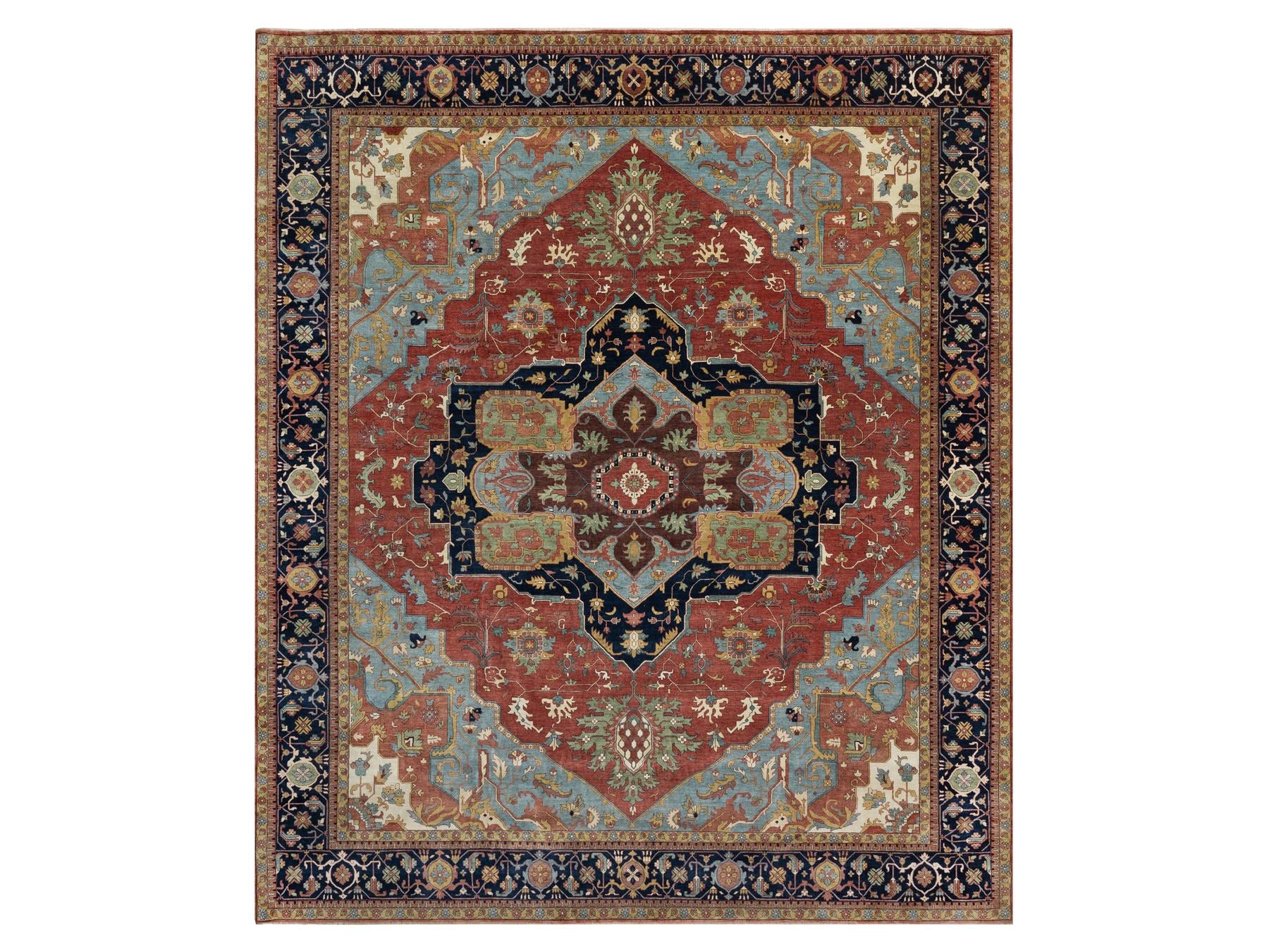 Heriz Traditional hand-knotted wool rug in Red, 13'9" x 16'2", SKU O090744