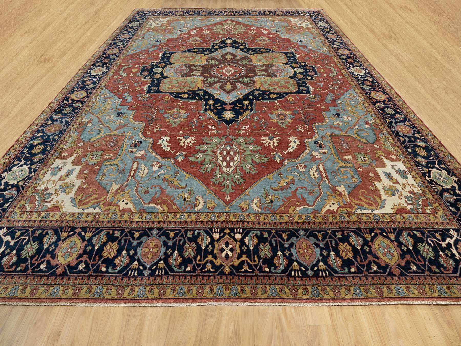 Heriz Traditional hand-knotted wool rug in Red, 13'9" x 16'2", SKU O090744