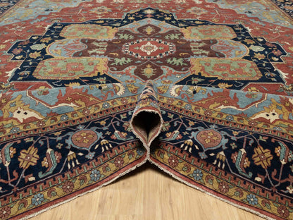 Red 13'9" x 16'2" Traditional Hand knotted Wool Rug - Sku: O090744