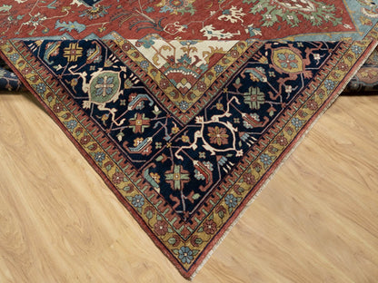 Red 13'9" x 16'2" Traditional Hand knotted Wool Rug - Sku: O090744