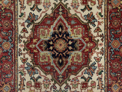 Ivory 2'5" x 25'6" Heriz Hand knotted Wool Rug - Sku: O090750