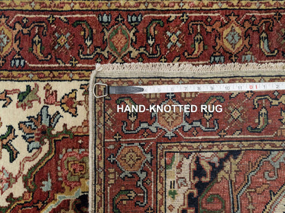 Ivory 2'5" x 25'6" Heriz Hand knotted Wool Rug - Sku: O090750