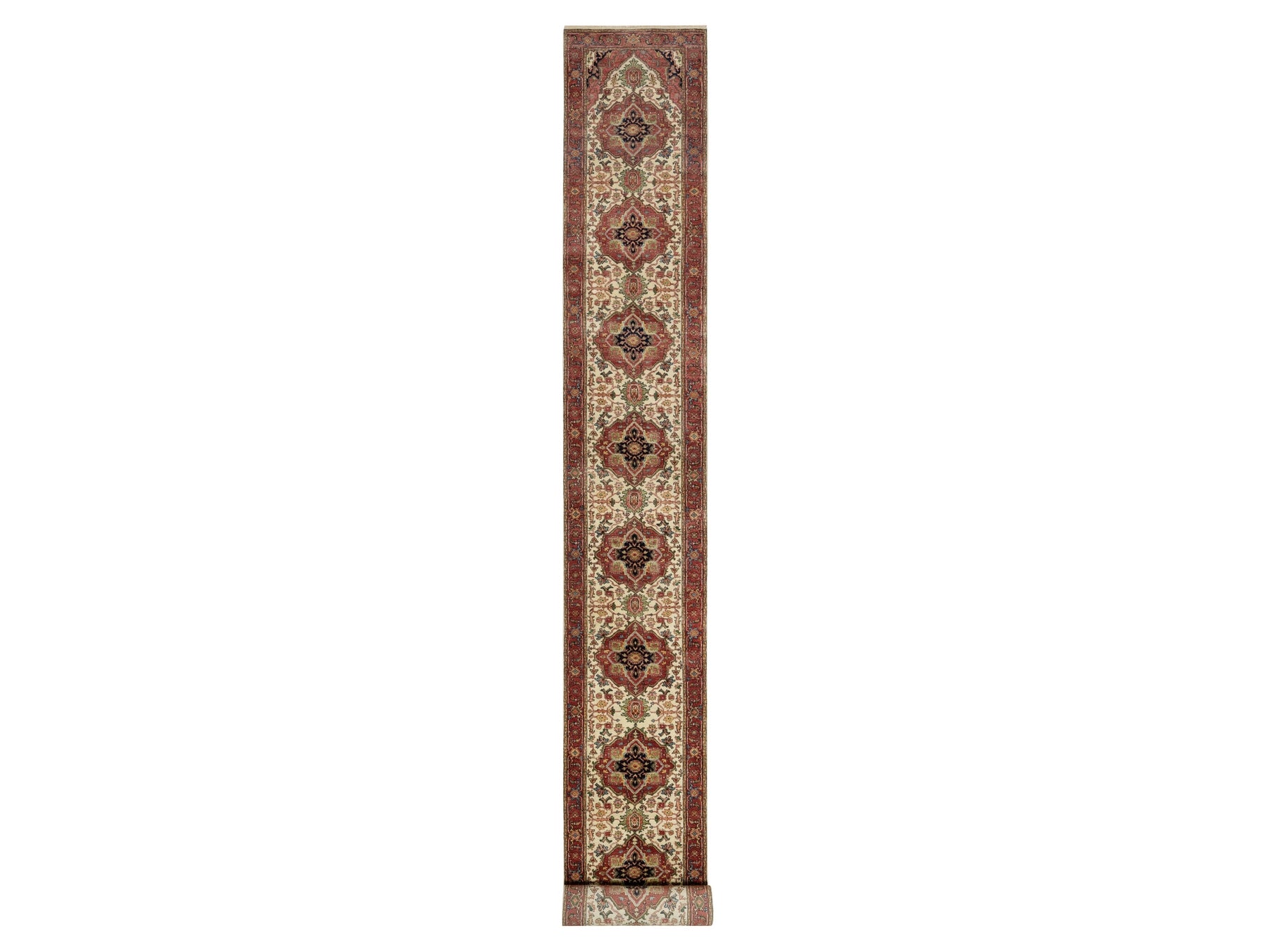 Heriz Traditional hand-knotted wool runner in Ivory, 2'7" x 25'5", SKU O090751