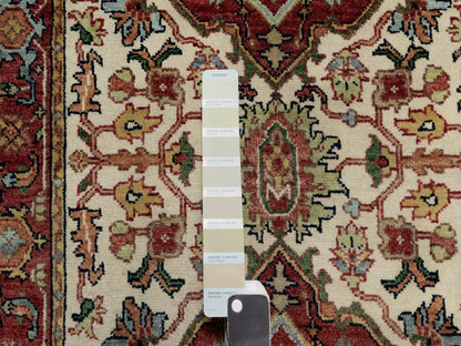 Ivory 2'7" x 25'5" Heriz Hand knotted Wool Rug - Sku: O090751
