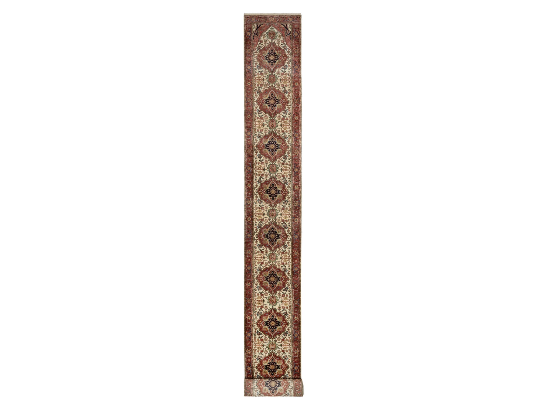 Heriz Traditional hand-knotted wool runner in Ivory, 2'7" x 21'10", SKU O090752
