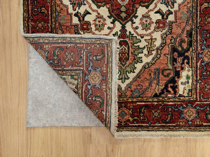 Ivory 2'7" x 21'10" Heriz Hand knotted Wool Rug - Sku: O090752