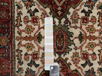 Ivory 2'7" x 21'10" Heriz Hand knotted Wool Rug - Sku: O090752