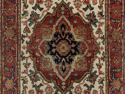 Ivory 2'7" x 21'10" Heriz Hand knotted Wool Rug - Sku: O090752