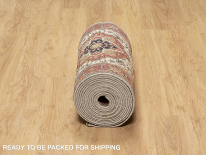Ivory 2'7" x 21'10" Heriz Hand knotted Wool Rug - Sku: O090752