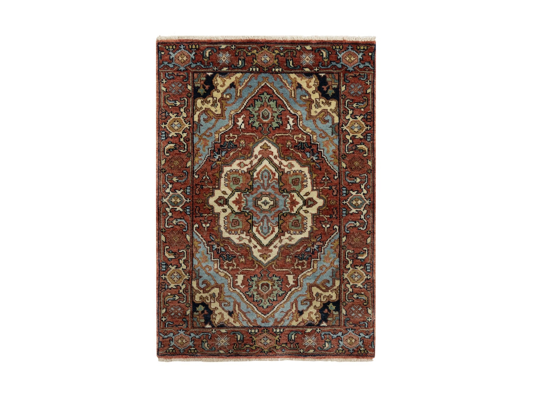 Heriz Traditional hand-knotted wool rug in Red, 2'0" x 3'2", SKU O090755