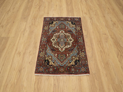 Red 2'0" x 3'2" Traditional Hand knotted Wool Rug - Sku: O090755