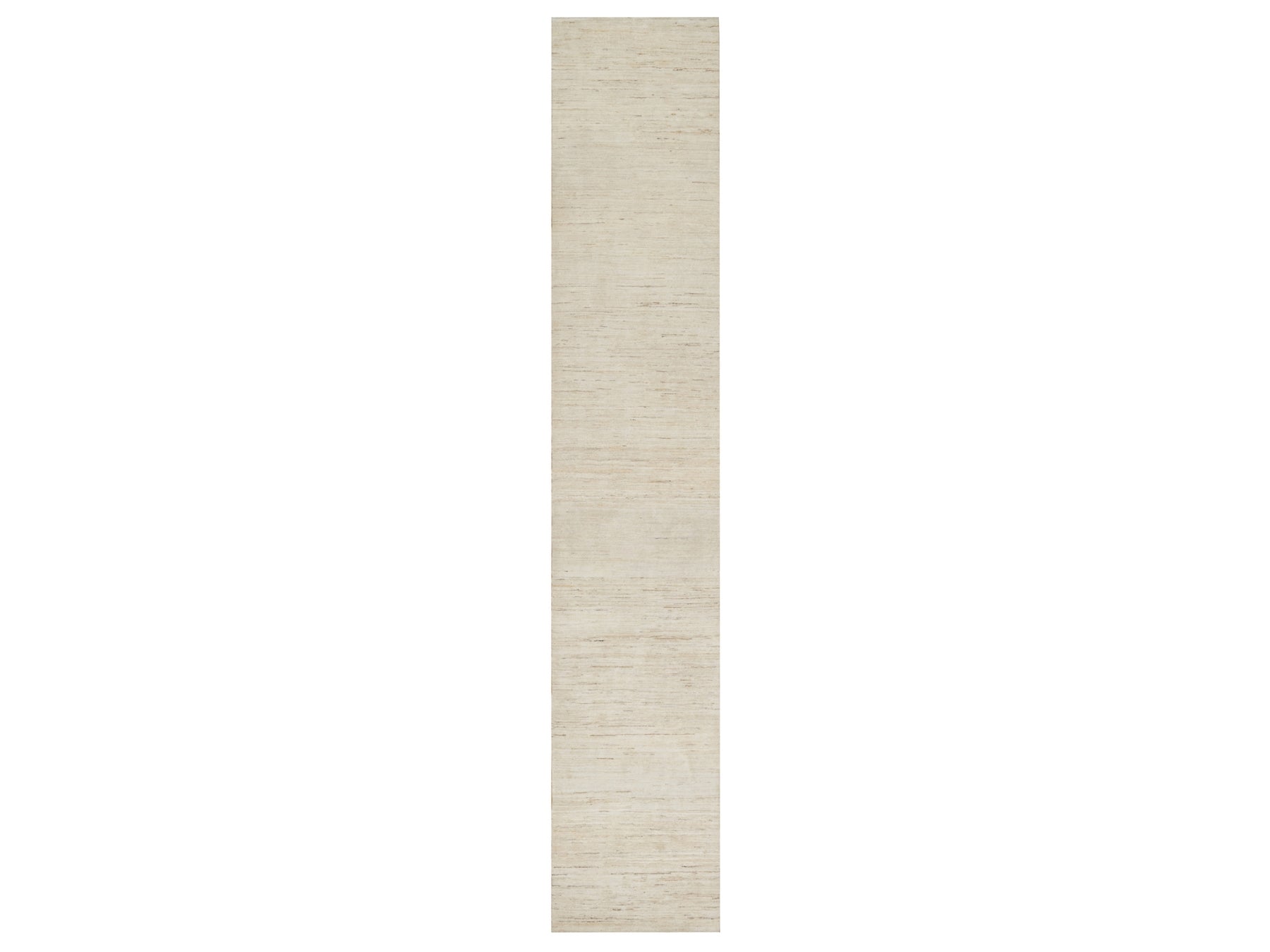 Ivory 2'6" x 13'9" Modern / Contemporary Hand knotted Wool Rug - Sku: O090762