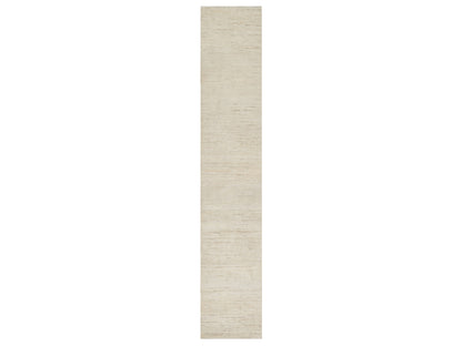 Ivory 2'6" x 13'9" Modern and Contemporary Hand knotted Wool Rug - Sku: O090762