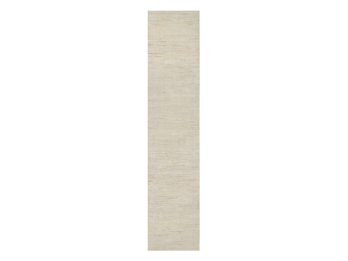 Gabbeh Modern / Contemporary hand-knotted wool runner in Ivory, 2'6" x 11'10", SKU O090763