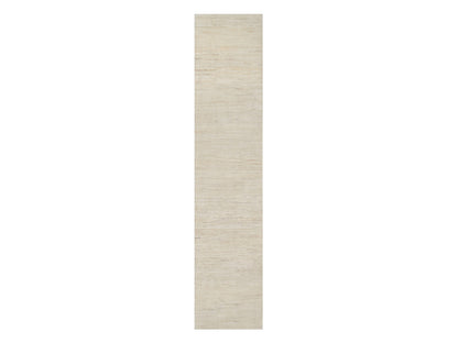 Ivory 2'6" x 11'10" Modern and Contemporary Hand knotted Wool Rug - Sku: O090763