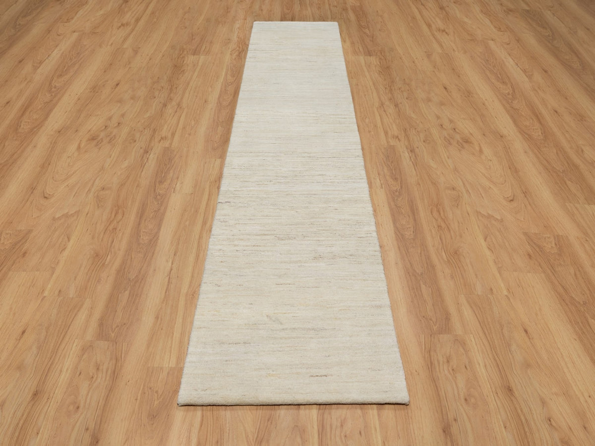 Gabbeh Modern / Contemporary hand-knotted wool runner in Ivory, 2'6" x 11'10", SKU O090763