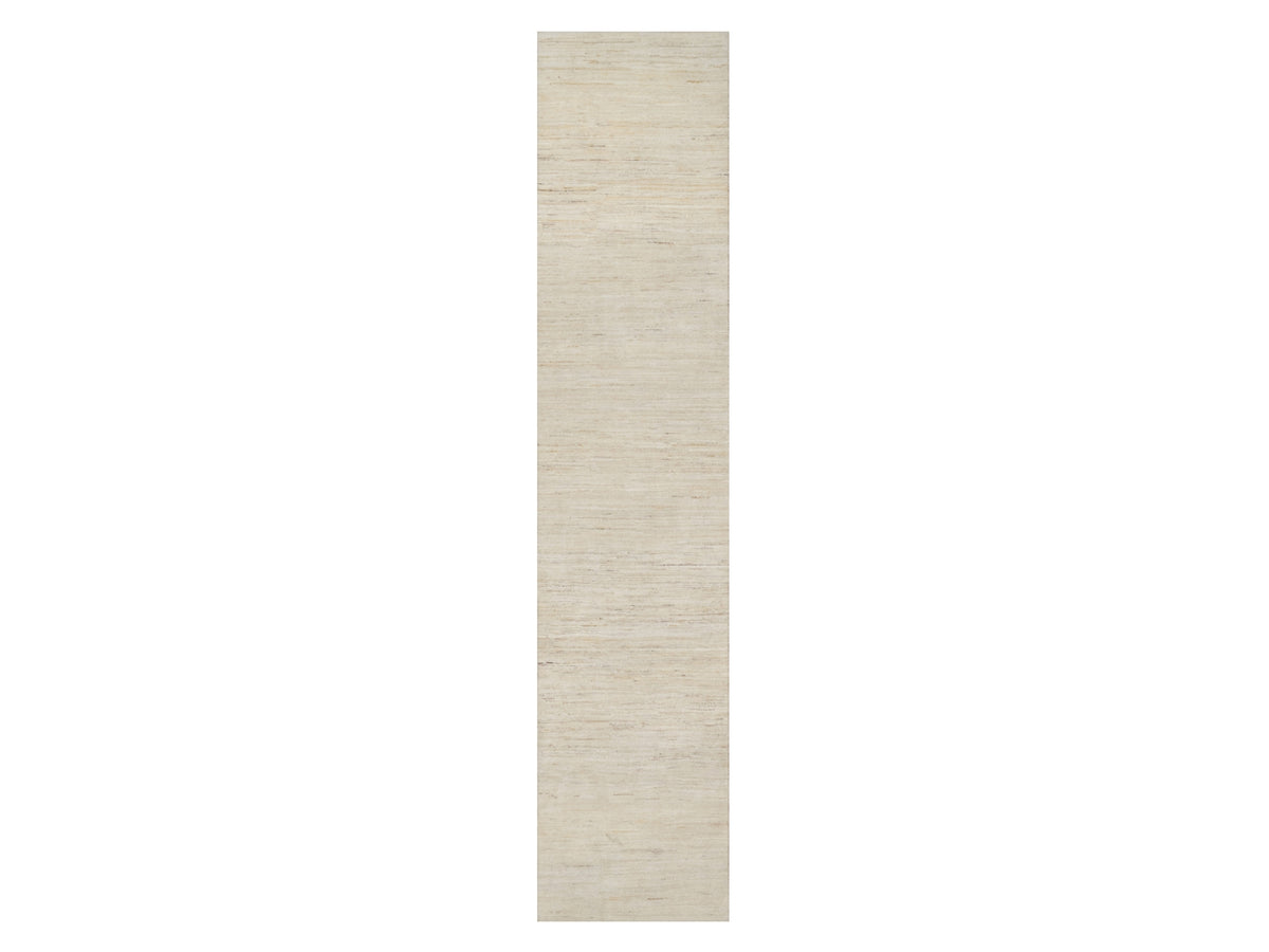 Gabbeh Modern / Contemporary hand-knotted wool runner in Ivory, 2'6" x 11'10", SKU O090764
