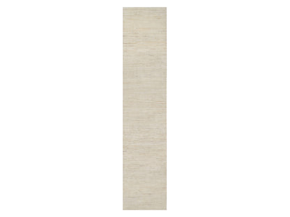 Ivory 2'6" x 11'10" Modern and Contemporary Hand knotted Wool Rug - Sku: O090764