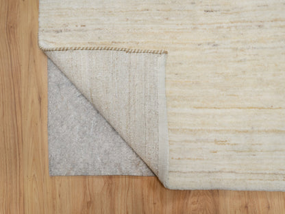 Ivory 2'6" x 11'10" Modern and Contemporary Hand knotted Wool Rug - Sku: O090764