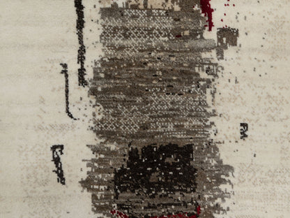 Ivory 2'4" x 4'7" Modern and Contemporary Hand knotted Wool Rug - Sku: O090767