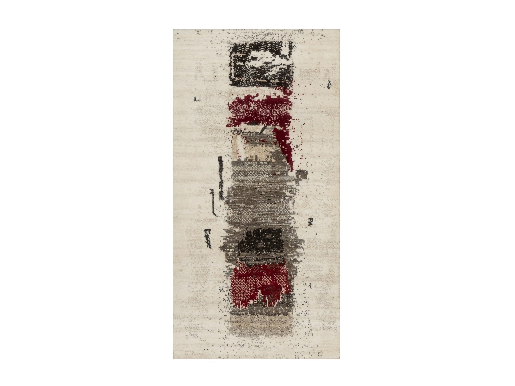 Ivory 2'4" x 4'8" Modern / Contemporary Hand knotted Wool Rug - Sku: O090768