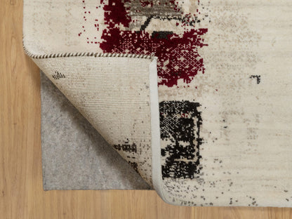 Gabbeh Modern / Contemporary hand-knotted wool runner in Ivory, 2'4" x 4'8", SKU O090768