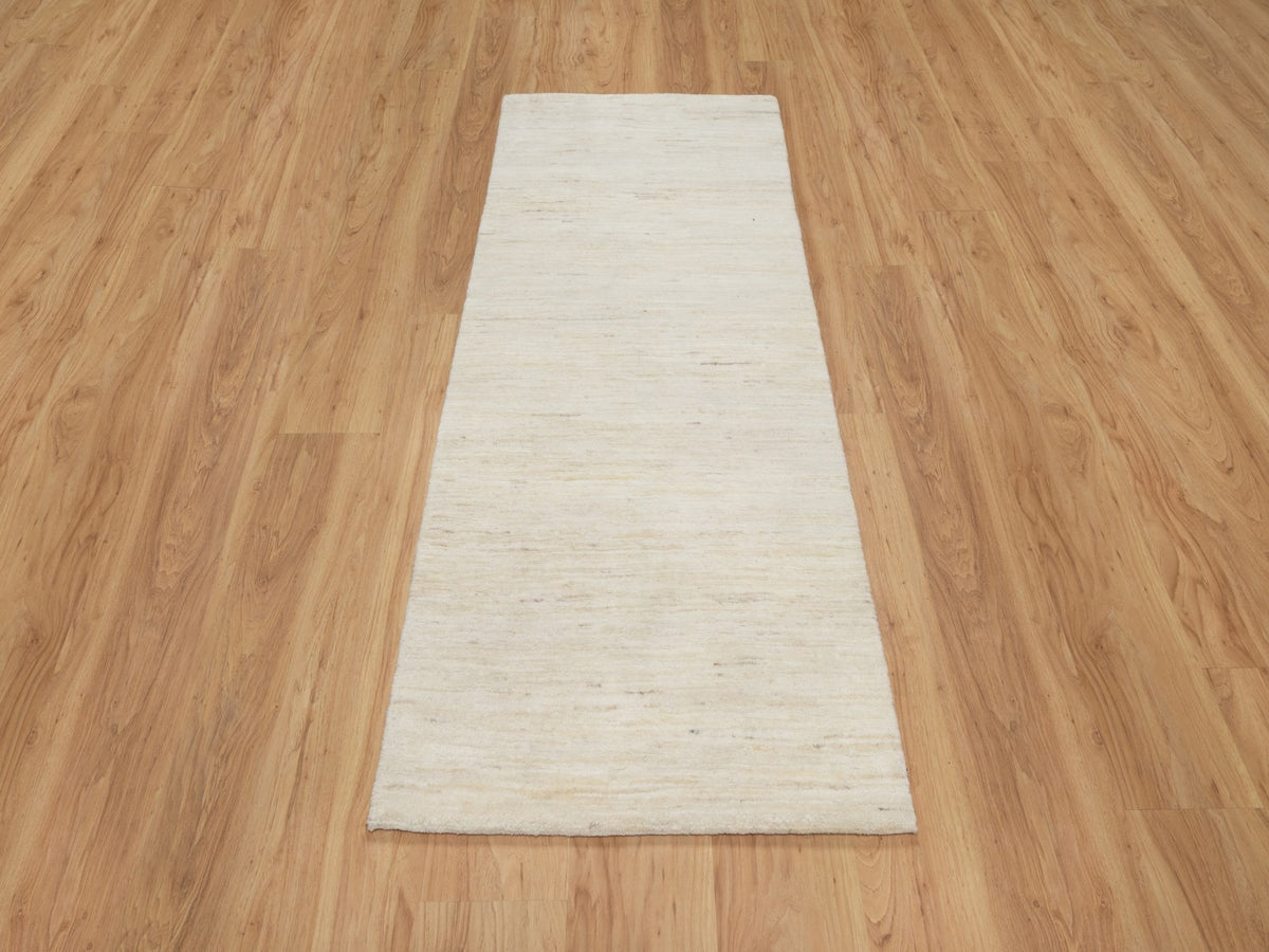 Gabbeh Modern / Contemporary hand-knotted wool runner in Ivory, 2'6" x 5'10", SKU O090772