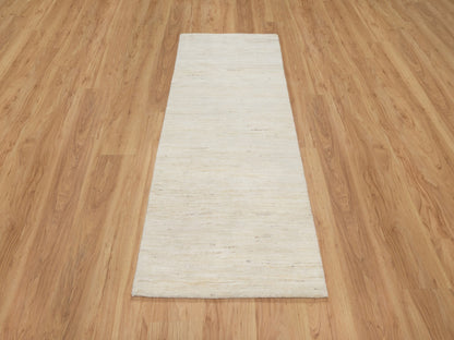 Gabbeh Modern / Contemporary hand-knotted wool runner in Ivory, 2'5" x 5'10", SKU O090773