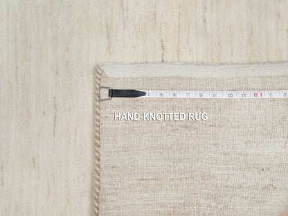 Ivory 2'5" x 5'10" Modern and Contemporary Hand knotted Wool Rug - Sku: O090773