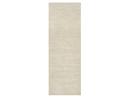 Ivory 4'0" x 12'1" Modern and Contemporary Hand knotted Wool Rug - Sku: O090777