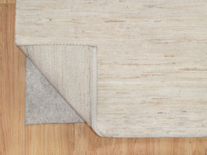 Ivory 4'0" x 12'1" Modern and Contemporary Hand knotted Wool Rug - Sku: O090777