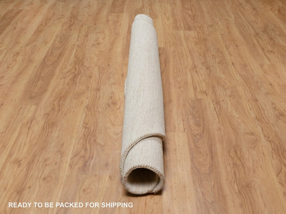 Ivory 7'0" x 7'0" Modern and Contemporary Hand knotted Wool Rug - Sku: O090778