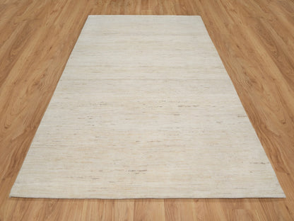 Ivory 6'1" x 9'0" Modern and Contemporary Hand knotted Wool Rug - Sku: O090779