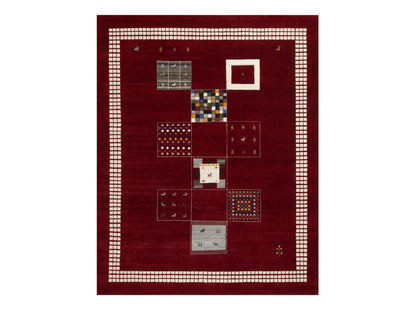 Red 8'0" x 10'1" Modern / Contemporary Hand knotted Wool Rug - Sku: O090784