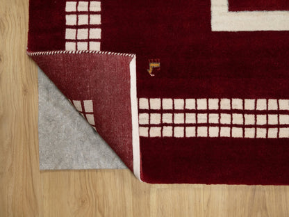 Red 8'0" x 10'1" Modern / Contemporary Hand knotted Wool Rug - Sku: O090784