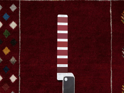 Red 8'0" x 10'1" Modern / Contemporary Hand knotted Wool Rug - Sku: O090784