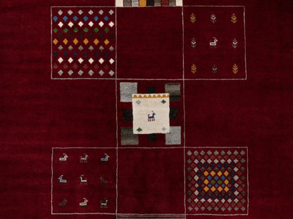 Red 8'0" x 10'1" Modern / Contemporary Hand knotted Wool Rug - Sku: O090784