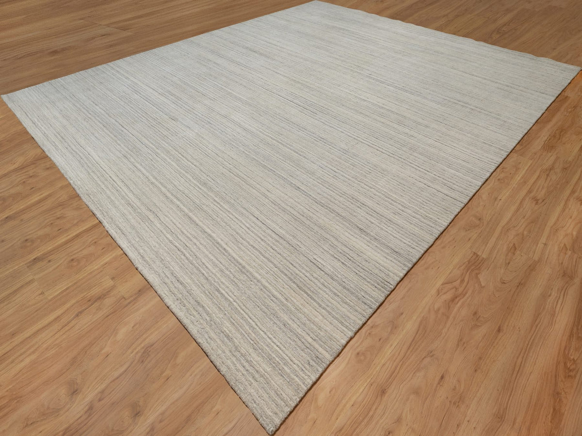 Modern / Contemporary hand-knotted wool rug in Beige, 12'0" x 14'8", SKU O090790