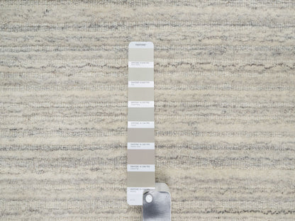 Modern / Contemporary hand-knotted wool rug in Beige, 12'1" x 17'7", SKU O090791