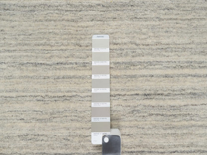 Modern / Contemporary hand-knotted wool rug in Beige, 12'0" x 14'9", SKU O090799