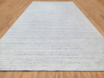 Grey 12'1" x 17'9" Modern / Contemporary Handloom Wool Rug - Sku: O090800