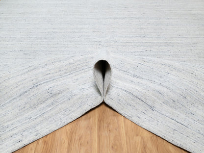 Grey 12'1" x 17'9" Modern / Contemporary Handloom Wool Rug - Sku: O090800
