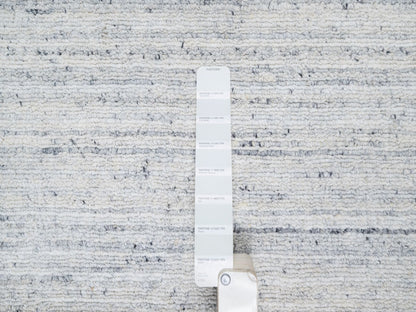 Grey 12'1" x 17'9" Modern / Contemporary Handloom Wool Rug - Sku: O090800