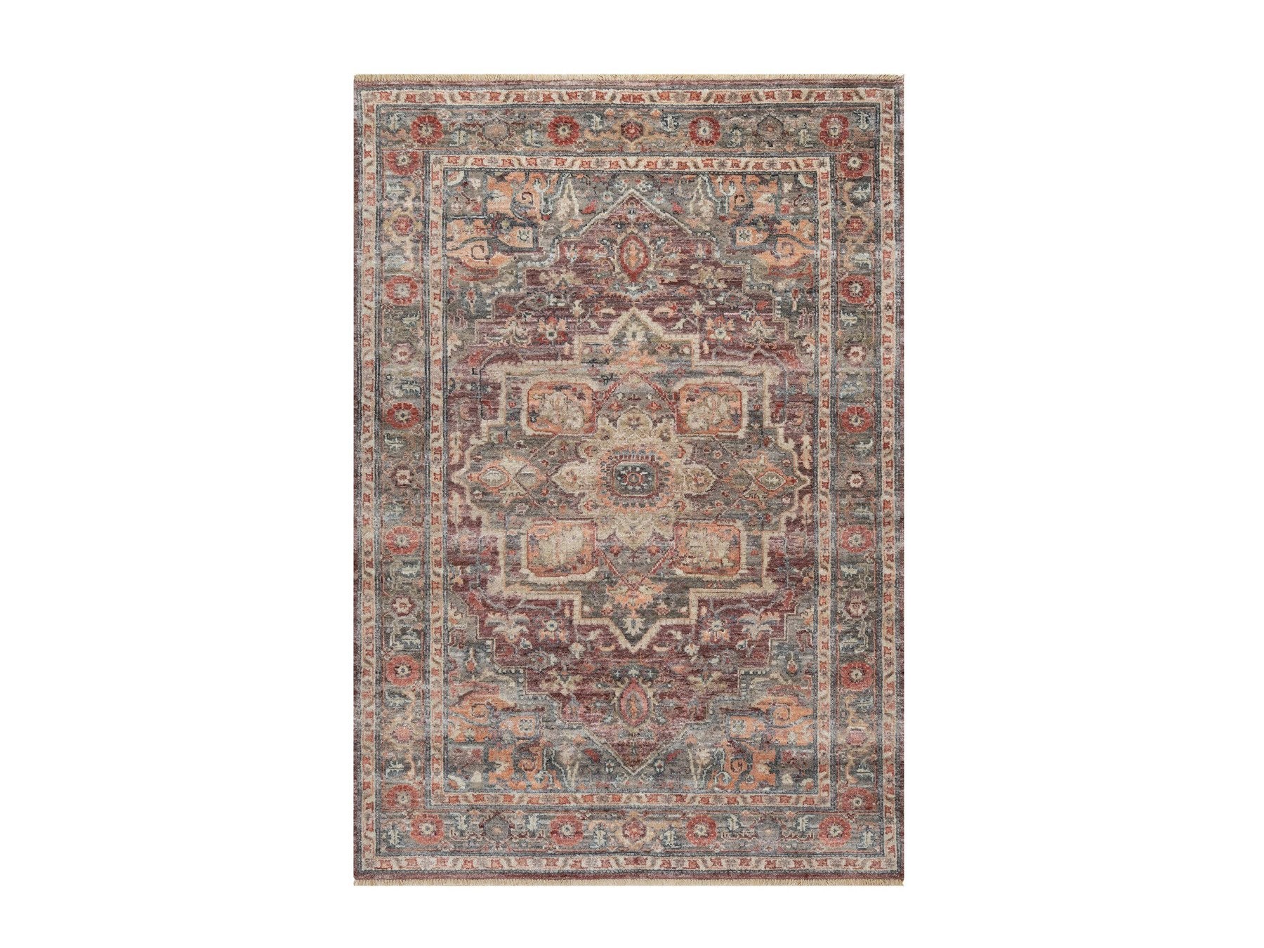Heriz Tribal hand-knotted wool rug in Red, 5'10" x 9'0", SKU O090804