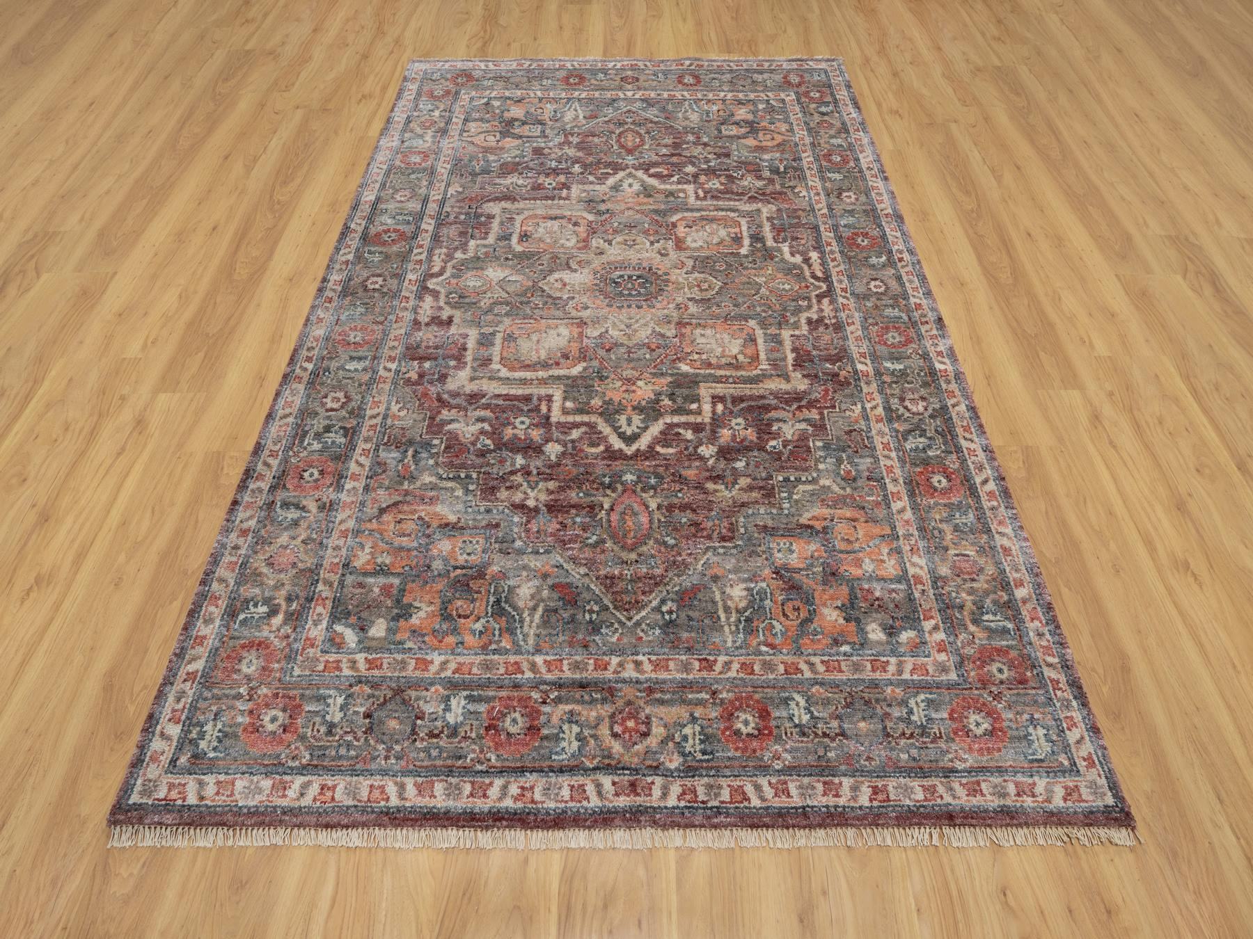 Heriz Tribal hand-knotted wool rug in Red, 5'10" x 9'0", SKU O090804