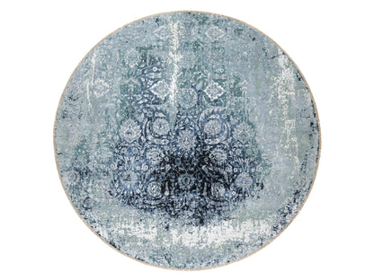 Grey 12'0" x 12'0" Transitional Hand knotted Wool/Silk Rug - Sku: O090808