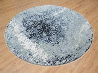 Grey 12'0" x 12'0" Transitional Hand knotted Wool/Silk Rug - Sku: O090808