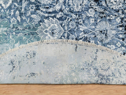 Grey 12'0" x 12'0" Transitional Hand knotted Wool/Silk Rug - Sku: O090808