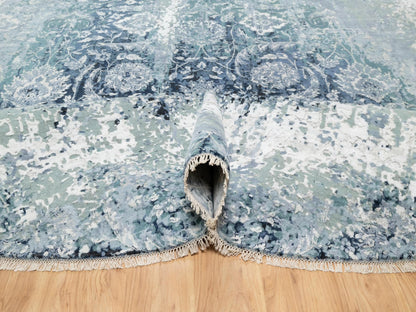 Grey 12'0" x 12'0" Transitional Hand knotted Wool/Silk Rug - Sku: O090808