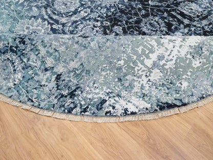 Grey 12'0" x 12'0" Transitional Hand knotted Wool/Silk Rug - Sku: O090808